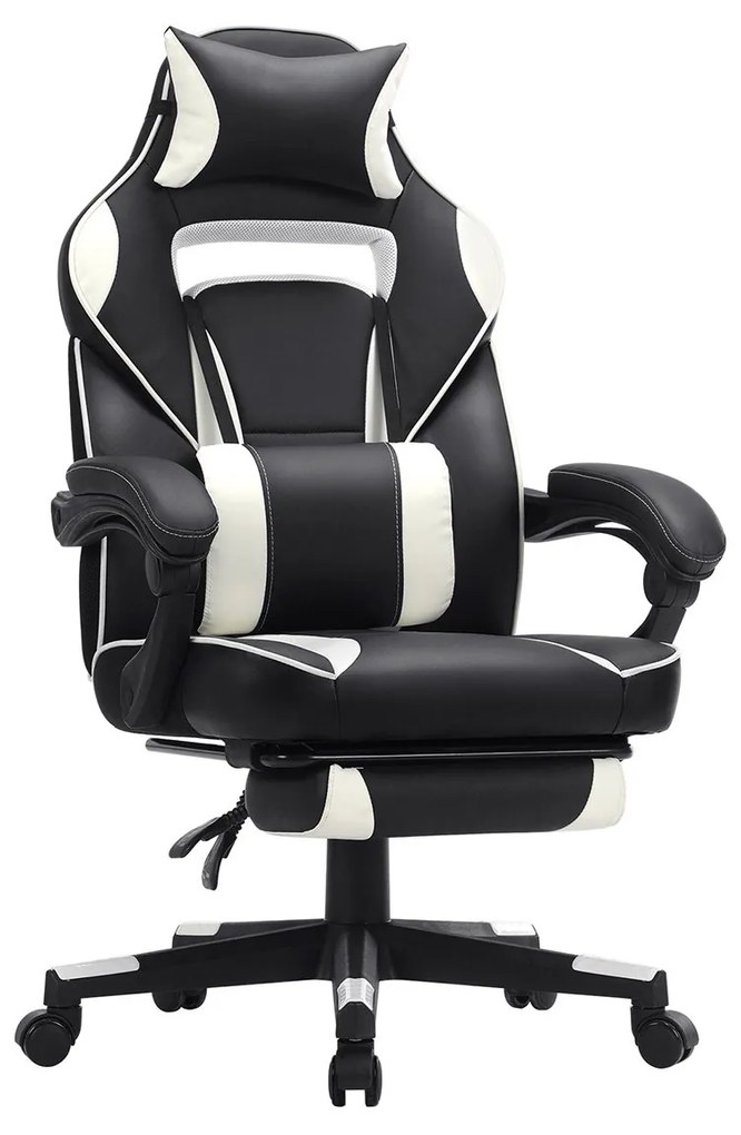 Herné kreslo, polohovateľné , 116-126x70cm,čiernobiele