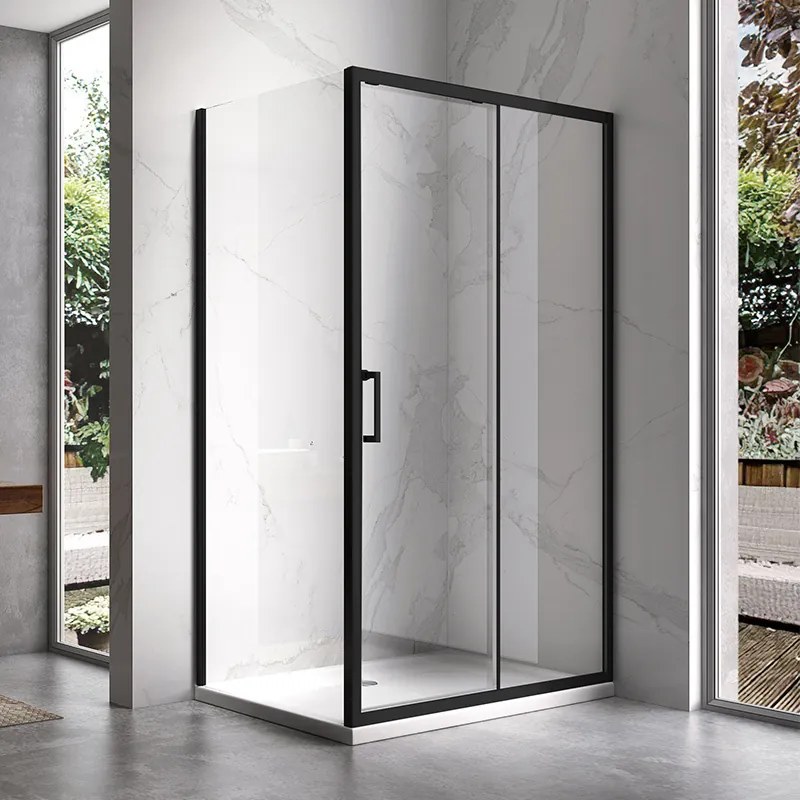 BPS-koupelny Obdĺžnikový sprchovací kút HYD-OK104A 100x90 čierna/transparent + vanička HYD-OSV-ST04A biela