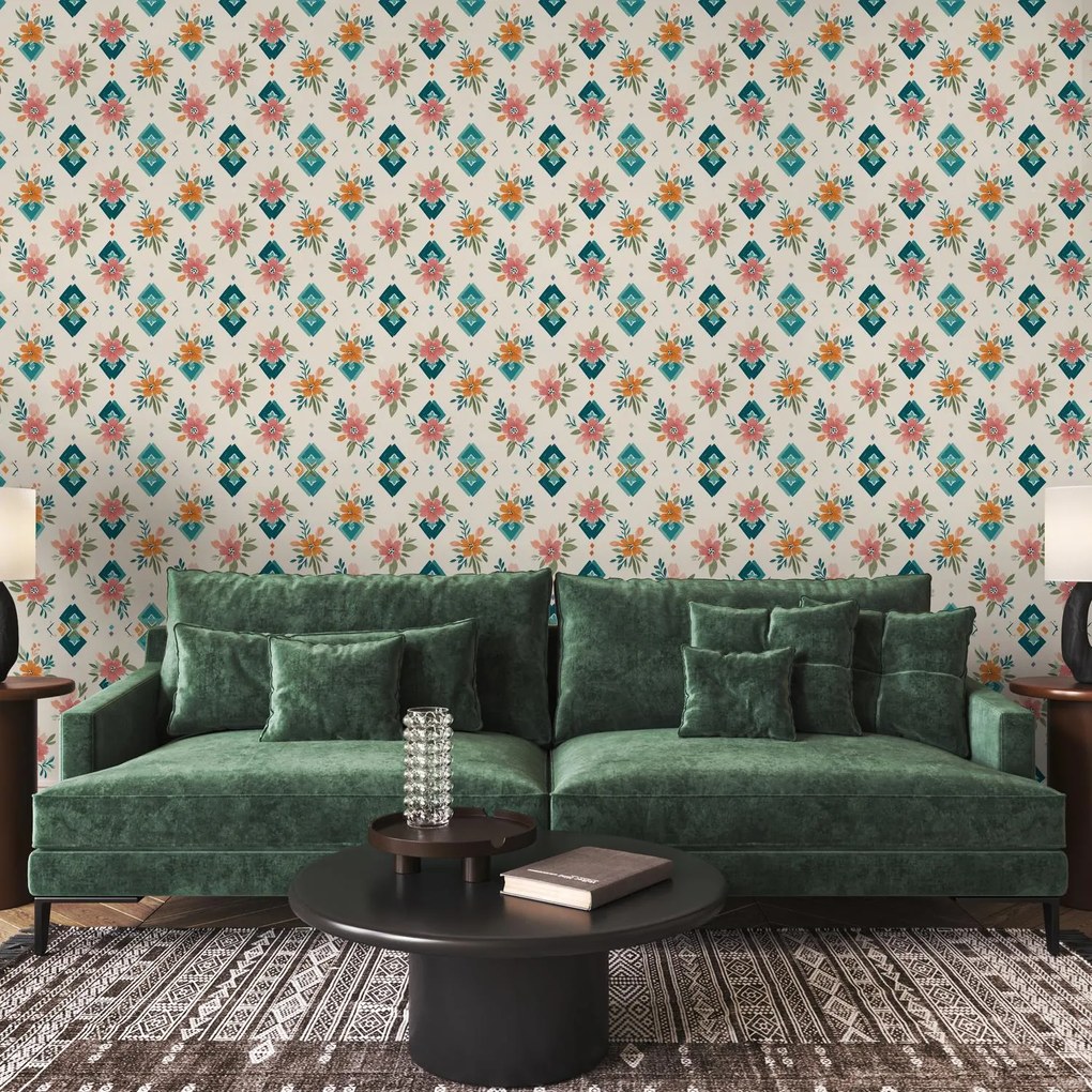 Fototapeta - Vzor s kvetmi I. (147x102 cm)