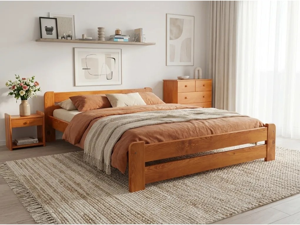 Posteľ Laura 140 x 200 cm, jelša Rošt: S lamelovým roštom, Matrac: Matrac SOMMERA 18 cm