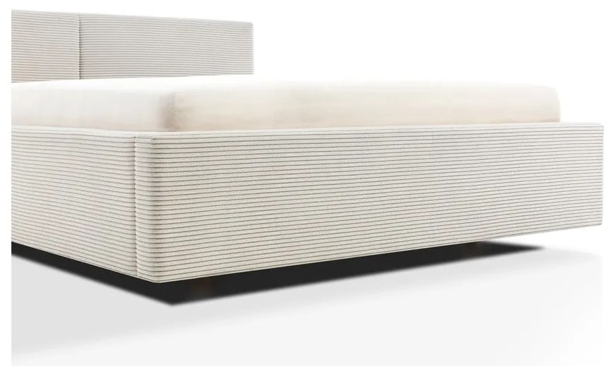 Béžová čalúnená dvojlôžková posteľ bez roštu 140x200 cm Cube – Meise Möbel
