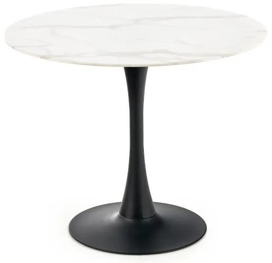 Jedálenský stôl AMBROSIO, 90x76x90, biely mramor/čierna