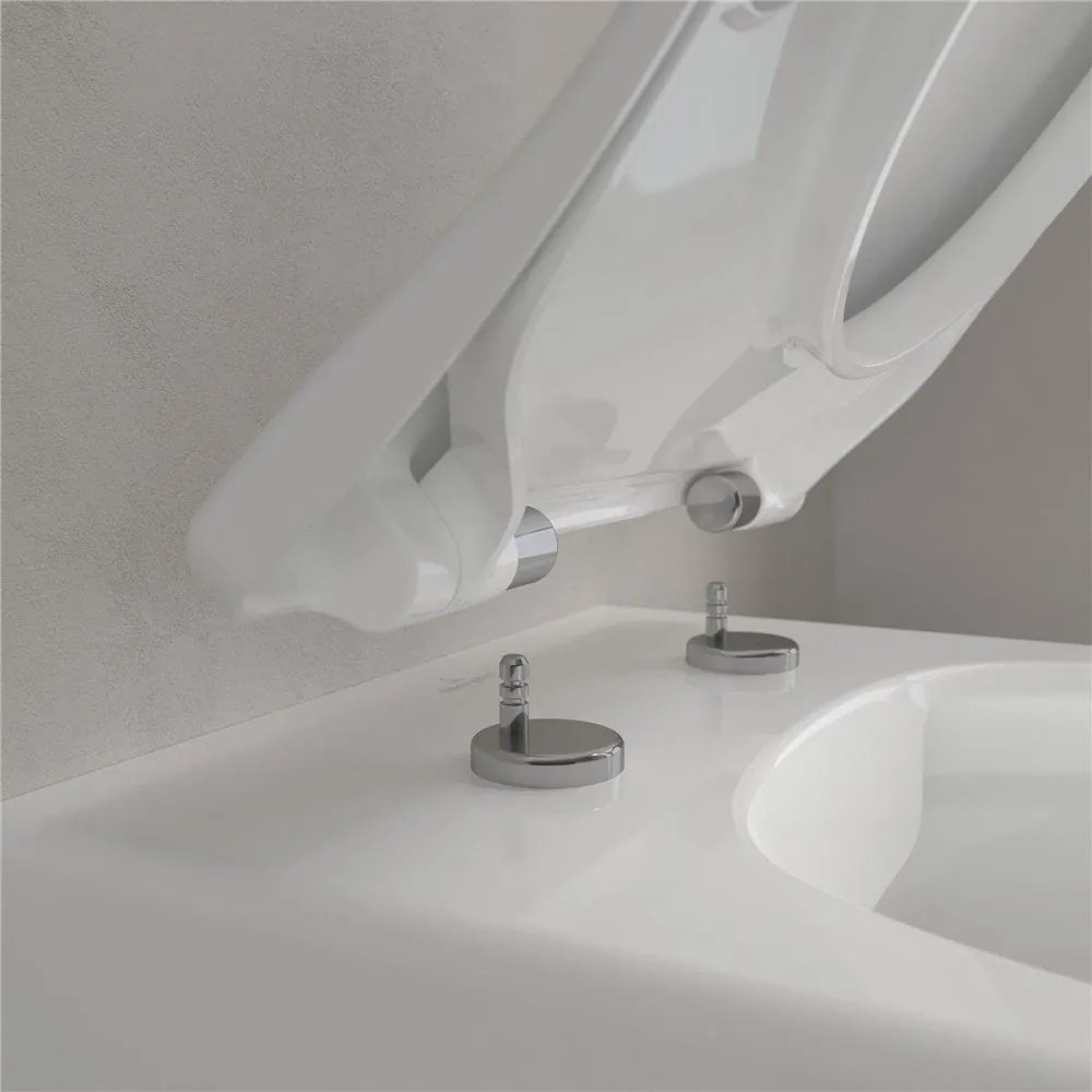 VILLEROY &amp; BOCH Avento Combi-Pack, závesné WC s DirectFlush + WC sedátko s poklopom SlimSeat, s QuickRelease a Softclosing, biela alpská, s povrchom CeramicPlus, 5656RSR1