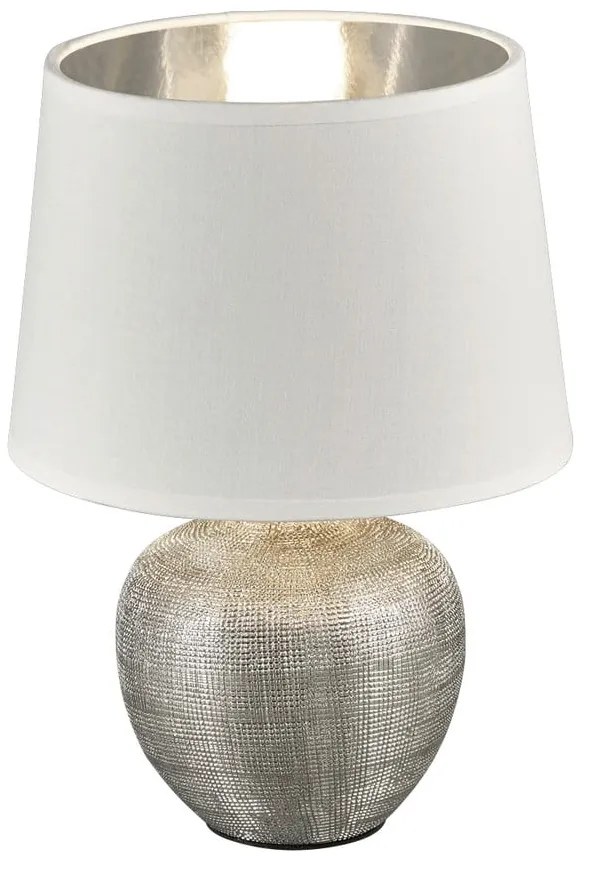 Biela stolová lampa z keramiky a tkaniny Reality Luxor, výška 26 cm