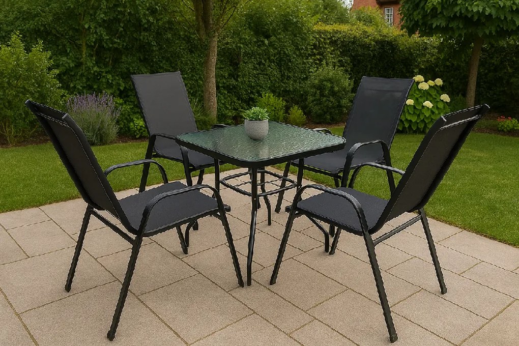 TRENDIE Zostava záhradného nábytku - 4 stoličky a stôl 80x80cm