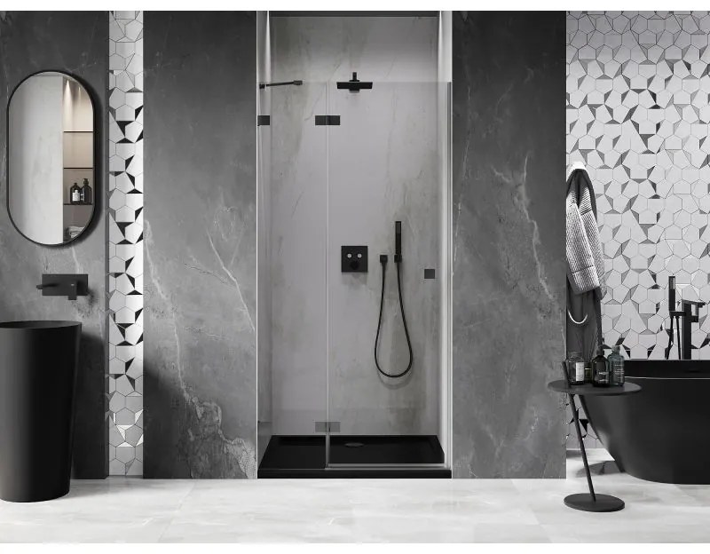 Mexen, Mexen Lunar výklopné sprchové dvere ľavé 80 cm, transparentné, pištoľový kov - 834-080-000-95-00-L