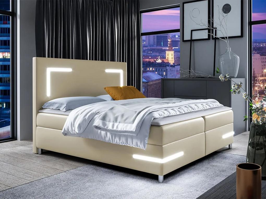 Kontinentálna posteľ Fronasa LED, Rozmer postele: 140x200, Dostupné poťahy: ekokoža Soft 033
