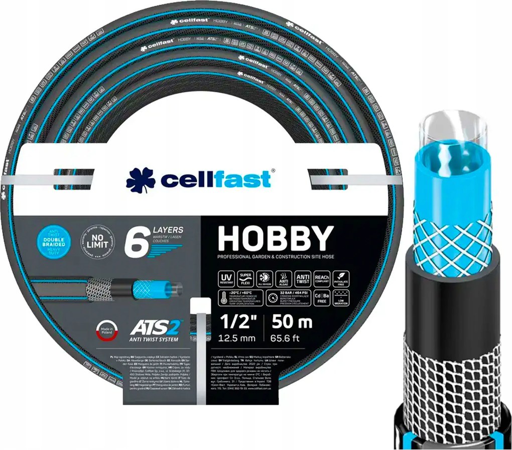 Záhradná Hadica Cellfast Hobby 6-VRSTVOVÁ, Vysoká Pevnosť, Pružnosť
