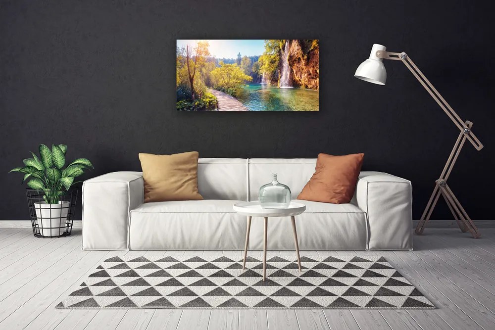 Obraz Canvas Jazero príroda vodopád 120x60 cm