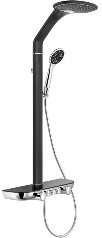 Mexen Bolt, sprchová sada s ručnou a dažďovou hlavicou, čierna-chrómová, 78108-71