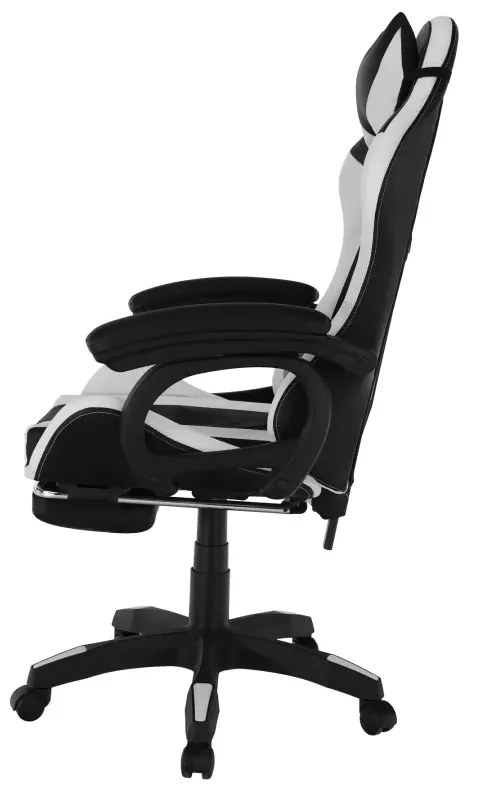 Kancelárske/herné kreslo s RGB LED podsvietením, čierna/biela, JOVELA