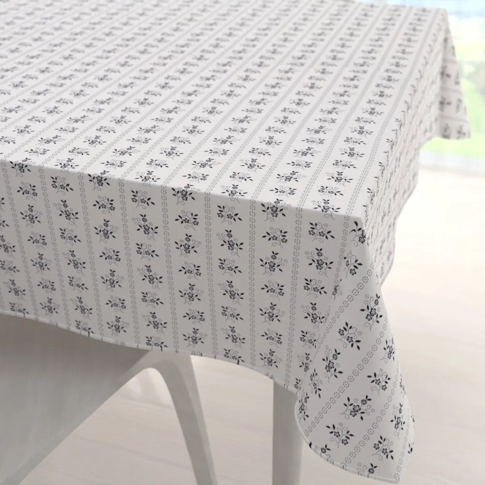 Biante Bavlnený štvorcový obrus Sandra SA-641 Temne modrý ľudový kvetinový vzor na bielom 140x140 cm