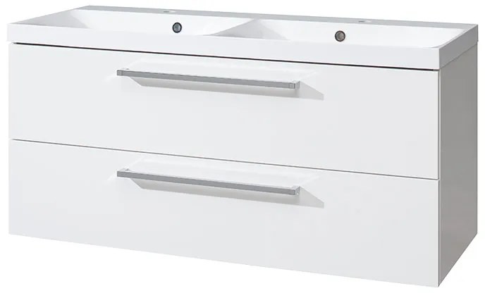 Mereo Mereo, Bino, kúpeľňová skrinka s umývadlom z liateho mramoru 121 cm, biela, dub, MER-CN663M