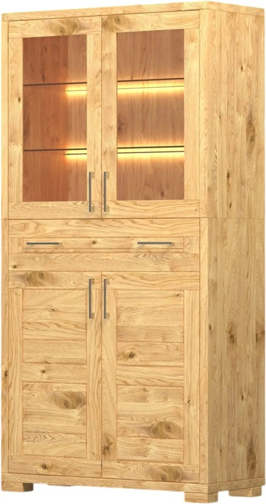 Vysoký sekretár do obývačky z masívu, 100x43x194 cm