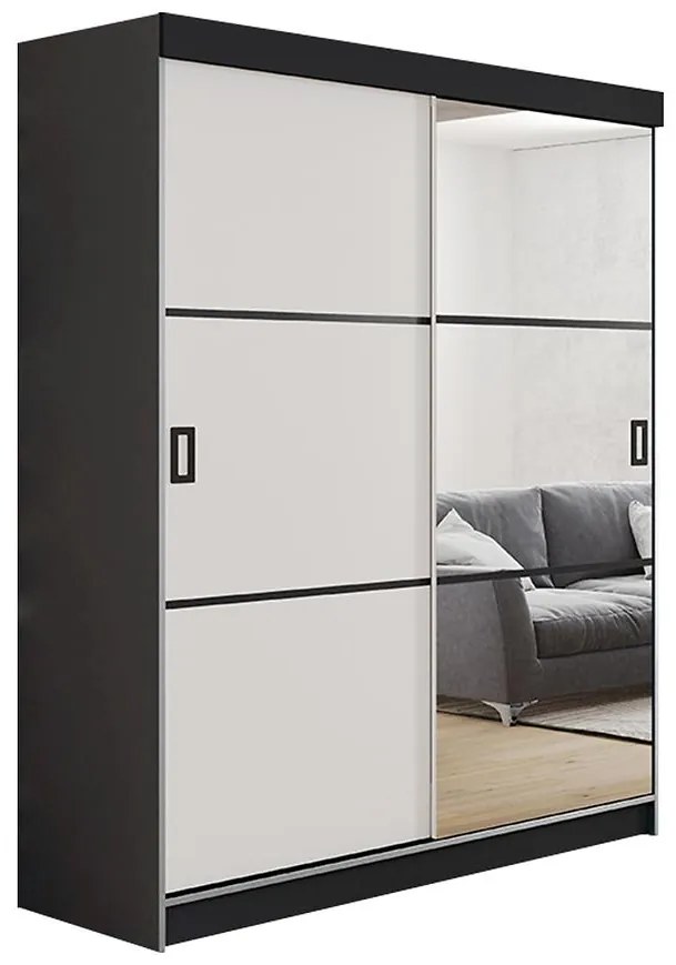 Skriňa Retro 138 3L grafit/ Dvierka biely