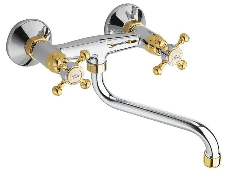 Nástenná umývadlová batéria v lesklej strieborno-zlatej farbe (1 výstup) Antea – Sapho