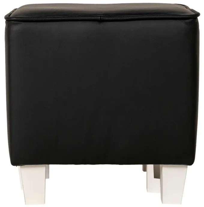 Kožený taburet AS, čierna (K-70/nohy biela)