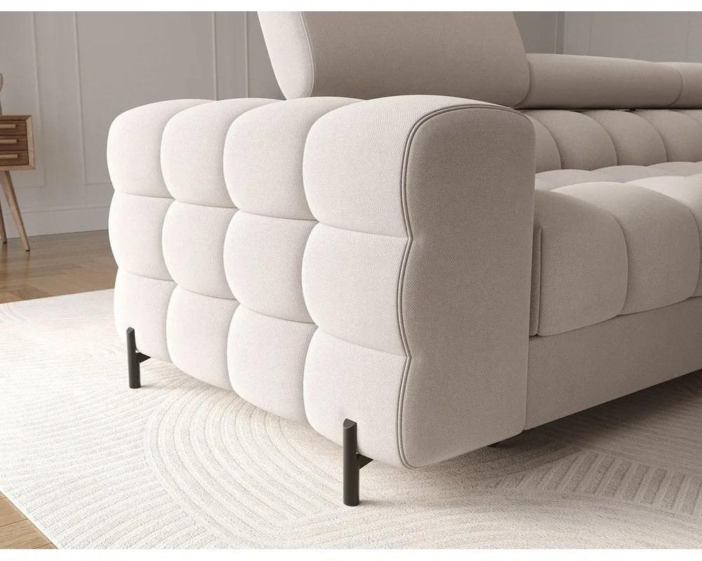 Béžová zamatová rozkladacia/s úložným priestorom rohová pohovka (pravý roh/s leňoškou) Felro – ELTAP