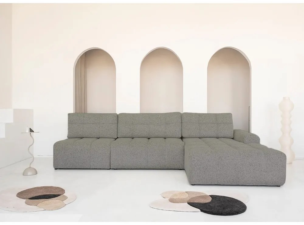 Svetlohnedá rozkladacia modulárna rohová pohovka s úložným priestorom (pravý roh) Lulu – Miuform