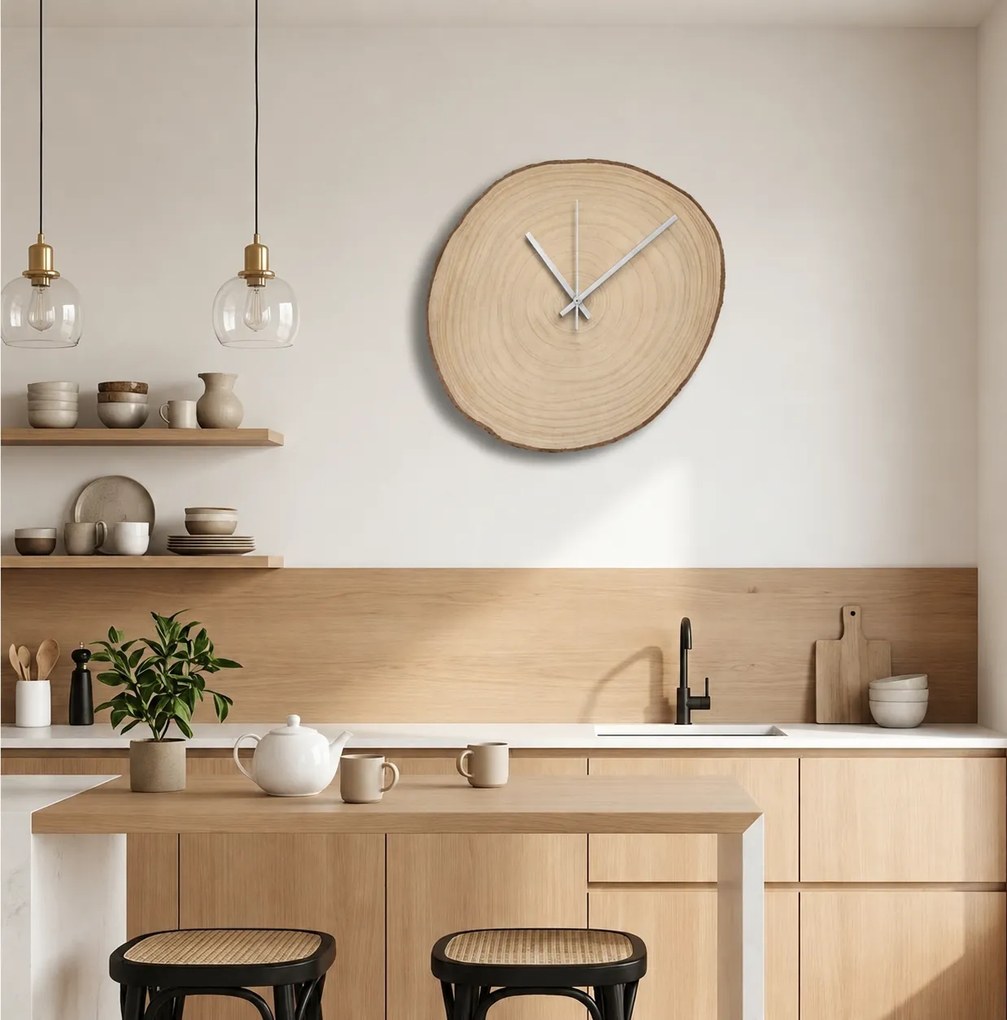 Nástenné hodiny z plátu dreva s letokruhmi a kôrou | KOR: Farba čierna RAL 9005 26-29 cm 4801-115419 KOR001-26-29-BLACK