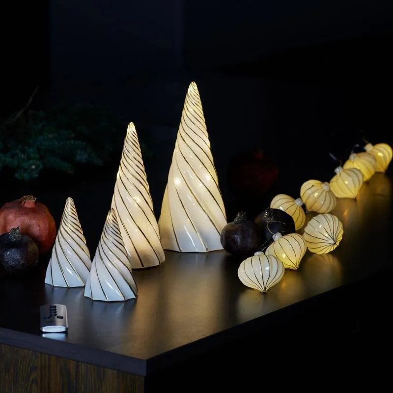 SIRIUS LED svetelný stromček, sklenený, sada 2 ks, biely, 11 cm