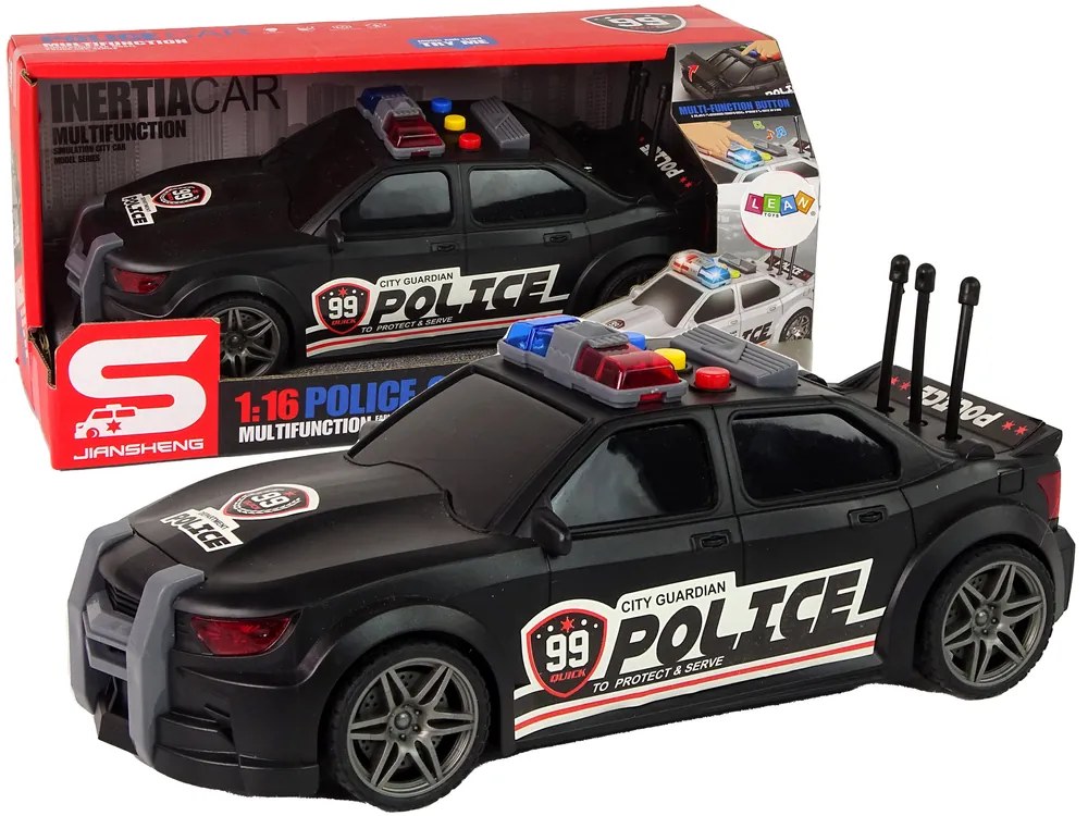 LEAN TOYS Policajné športové auto 1:16 - čierna