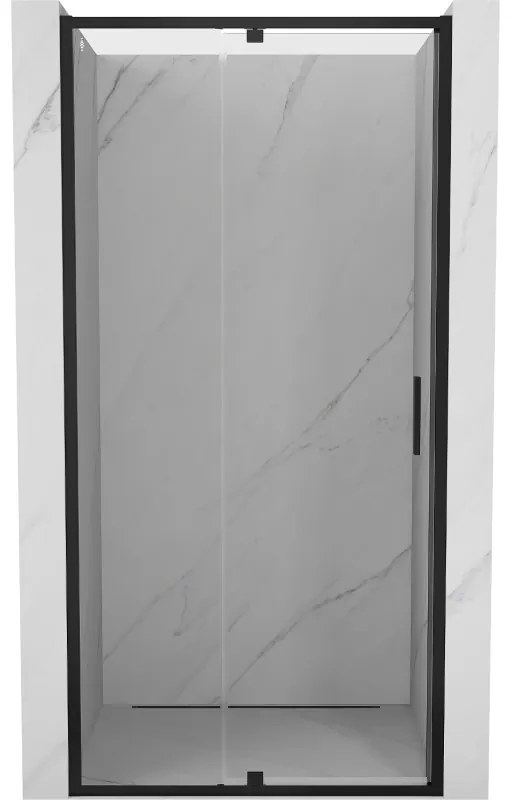 Mexen Exo, 1-krídlové dvere do otvoru 125x200 cm, 6mm číre sklo, čierny profil, 819-125-000-70-00
