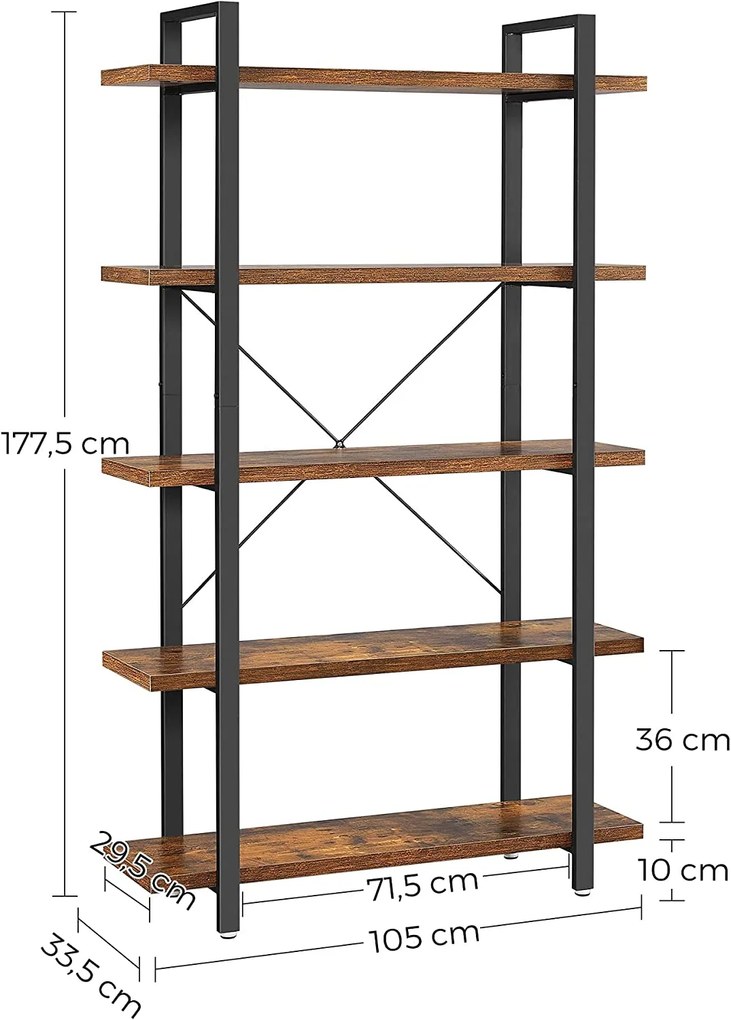 Industriálny regál, 5 políc, 177.5x105x33.5cm