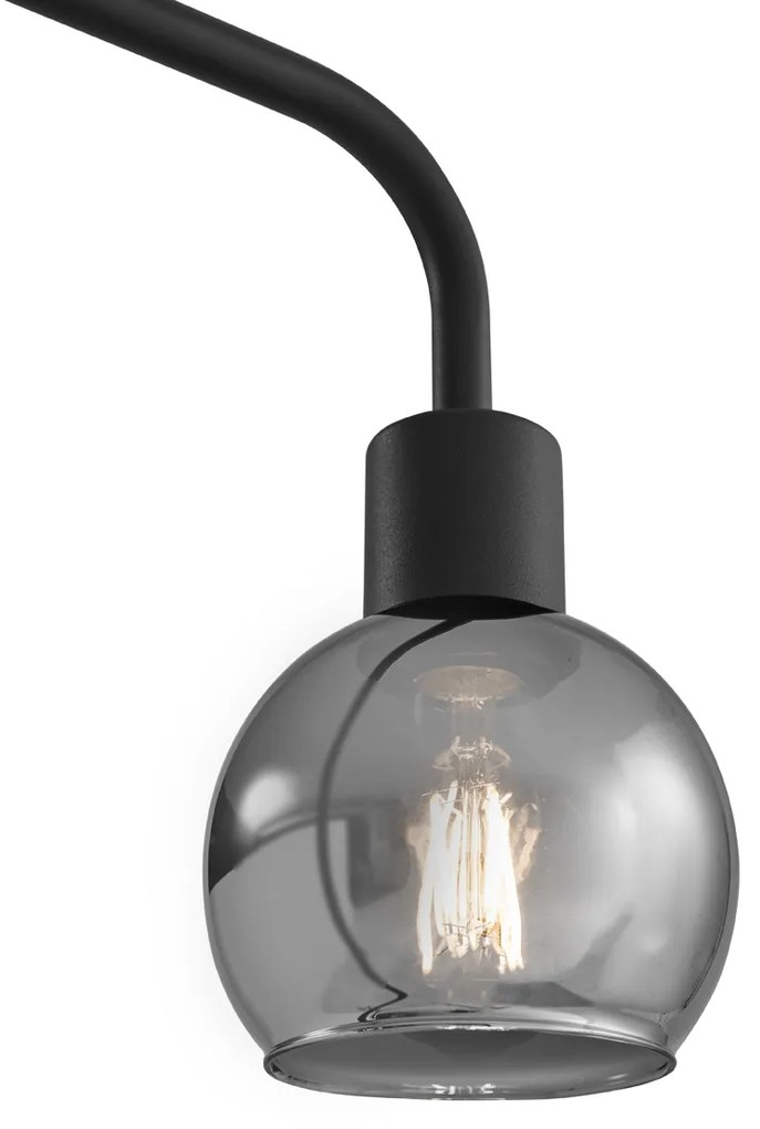 Art Deco stojaca lampa čierna s dymovým sklom - Vidro