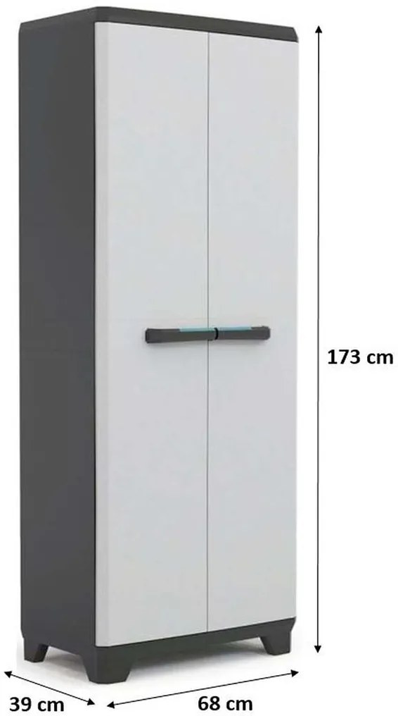 KIS LINEAR UTILITY skriňa 68x39x173cm sivá/čierna