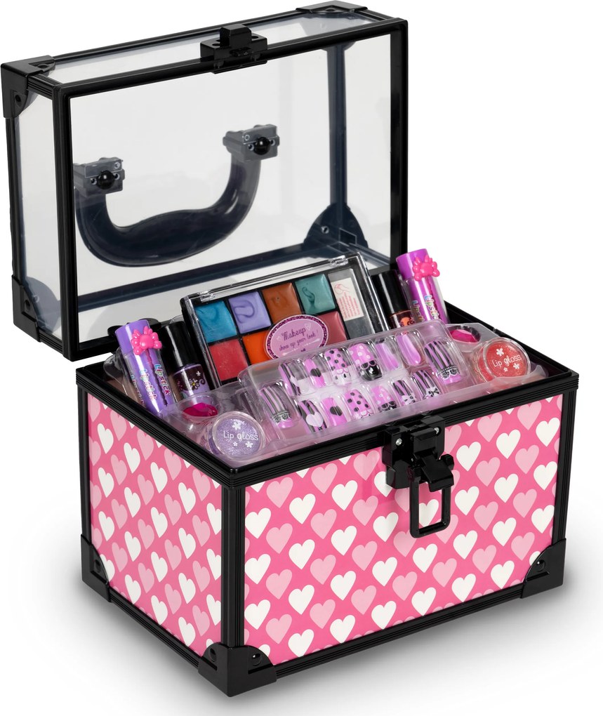 MULTISTORE Kozmetický kufrík pre dievčatá 5+ | sada make-up a nechty, 11 dielov, umývateľné