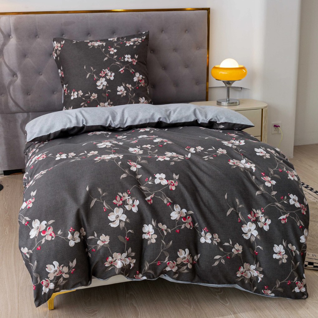 Flanelové obliečky z mikrovlákna BLOSSOM sivé Rozmer obliečky: 70 x 90 cm | 140 x 200 cm