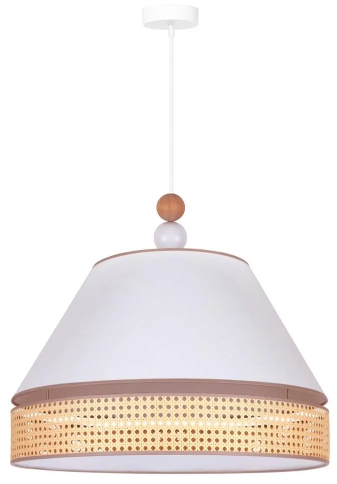 Duolla - Luster na lanku AVIGNON 1xE27/15W/230V pr. 60 cm biela/ratan