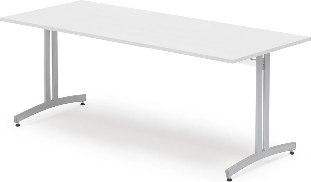 Jedálenský stôl Sanna, 1800x800 mm, biely, šedá podnož