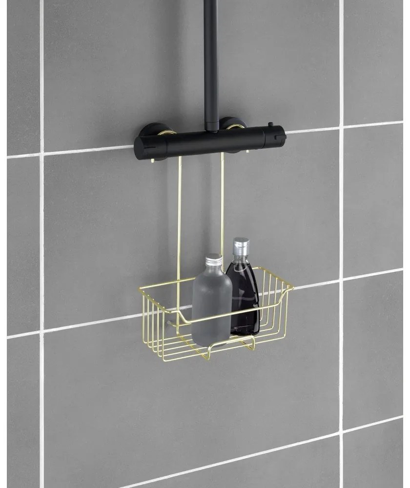 Závesná kúpeľňová polička z nehrdzavejúcej ocele v zlatej farbe Milo – Wenko