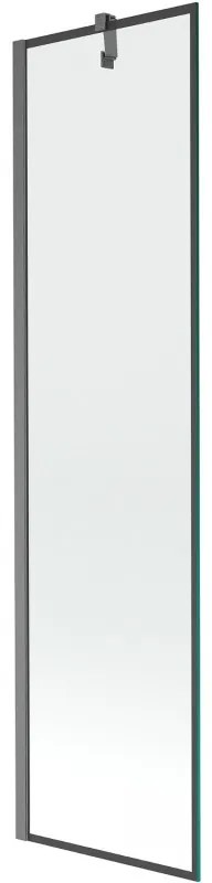 Mexen Next, 1-krídlová vaňová zástena 50 x 150 cm, 6mm číre sklo - čierny vzor, brúsená grafitová, 895-050-000-00-70-66