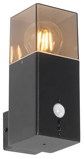 Vonkajšia nástenná lampa čierna IP44 s pohybovým senzorom - Denmark