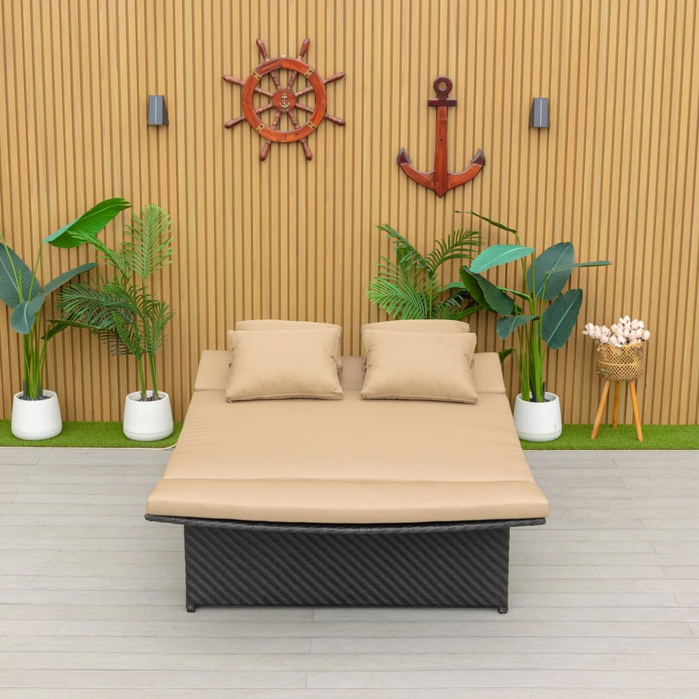 Záhradný ratanový gauč Rivera tmavohnedý