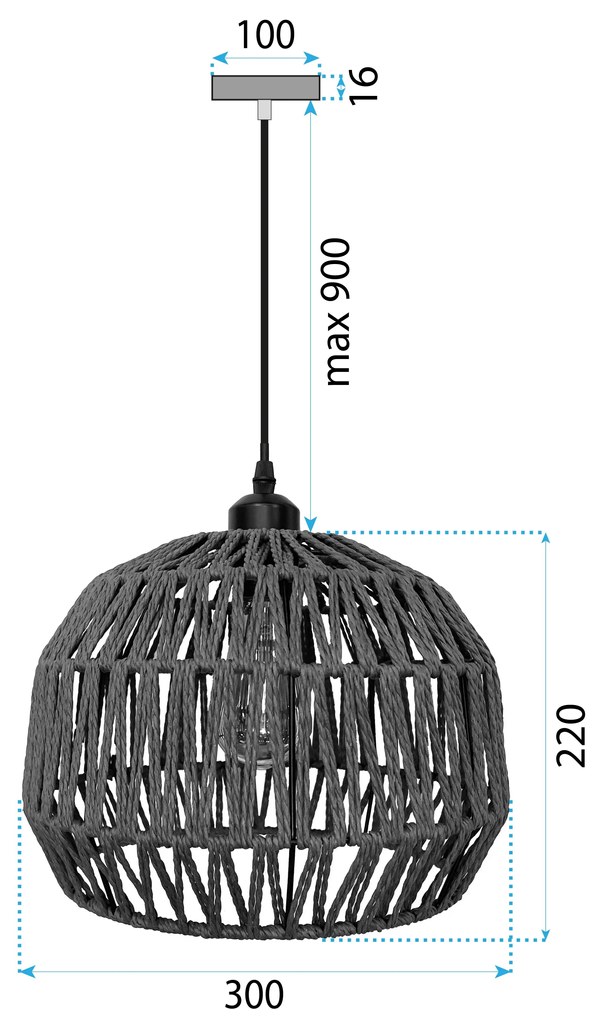 Toolight Boho, závesné svietidlo 1xE27 APP1293-1CP, zelená, OSW-03805