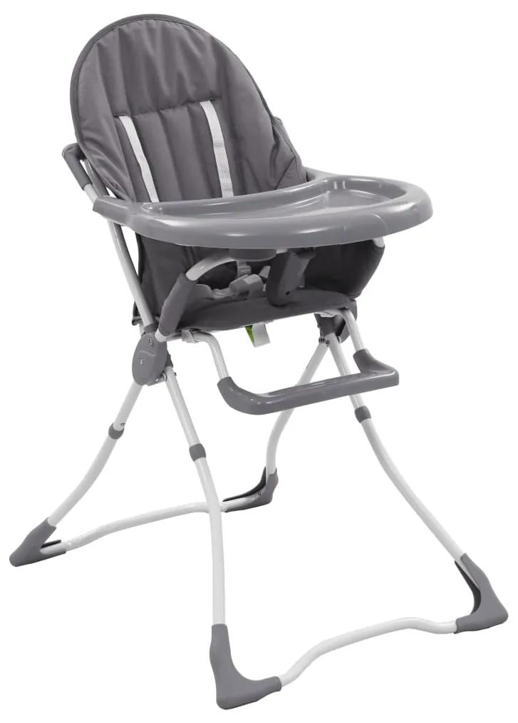 vidaXL Vysoká detská jedálenská stolička sivá a biela