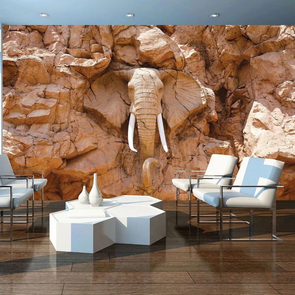 Fototapeta - Slon vytesaný v skalách (254x184 cm)