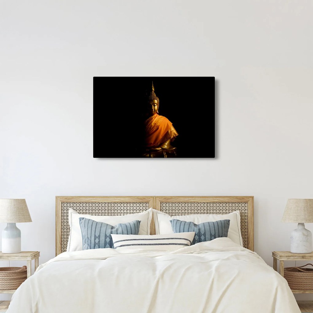 Obraz - Zlatá socha Budhu (90x60 cm)