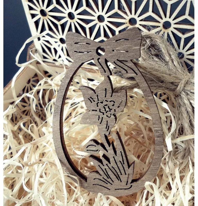 Drevená ozdoba na veľkú noc kvetinovým motívom a mašľou I SENTOP FB-PR0035