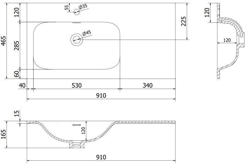 Mexen Rivel, kúpeľňová skrinka 90 cm s umývadlom Vela ľavá, 1S, 1D, drážkovaná, biela matná, 91A23-09047-3-BBFF01-W23L01