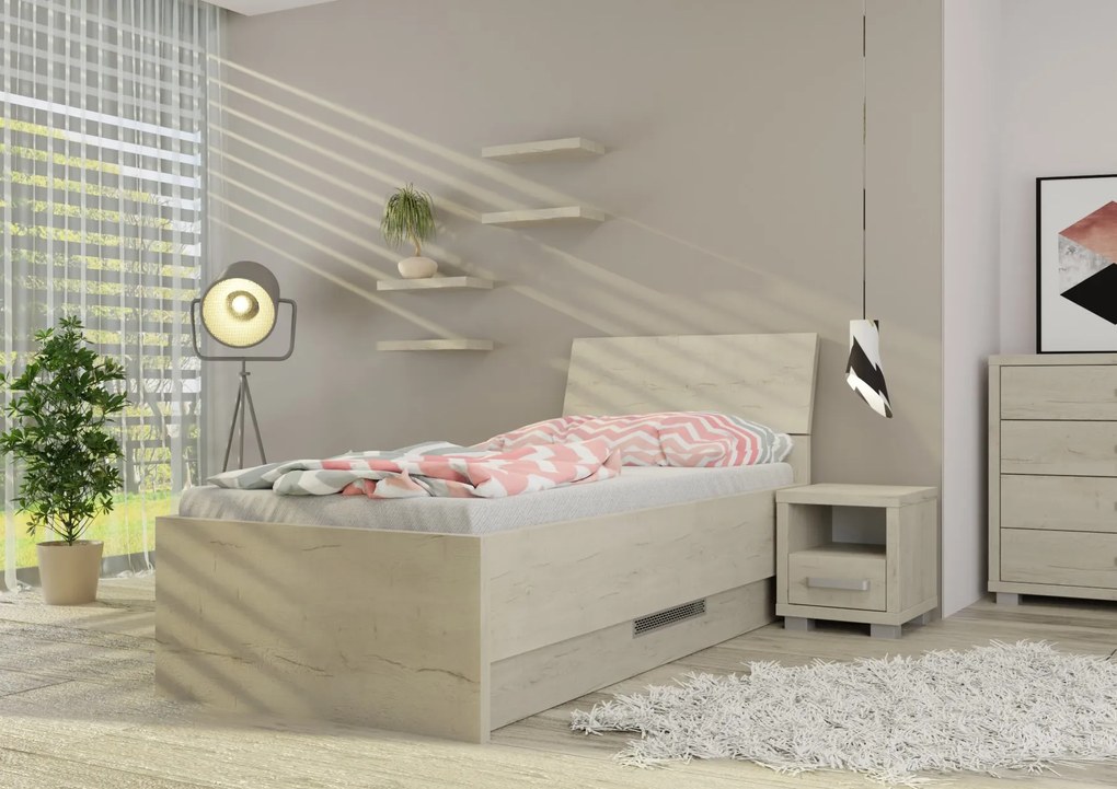 Wood Service Jednolôžko Lenka s úložným priestorom 90 x 200