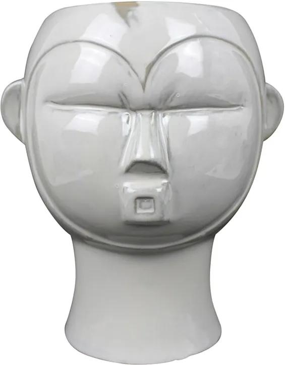 Sada 3 ks Biely kvetináč Mask Round 18,7 × 17,8 × 22 cm