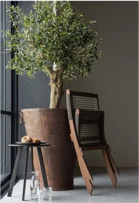 Čierny záhradný odkladací stolík WOOOD Fer, ø 40 cm