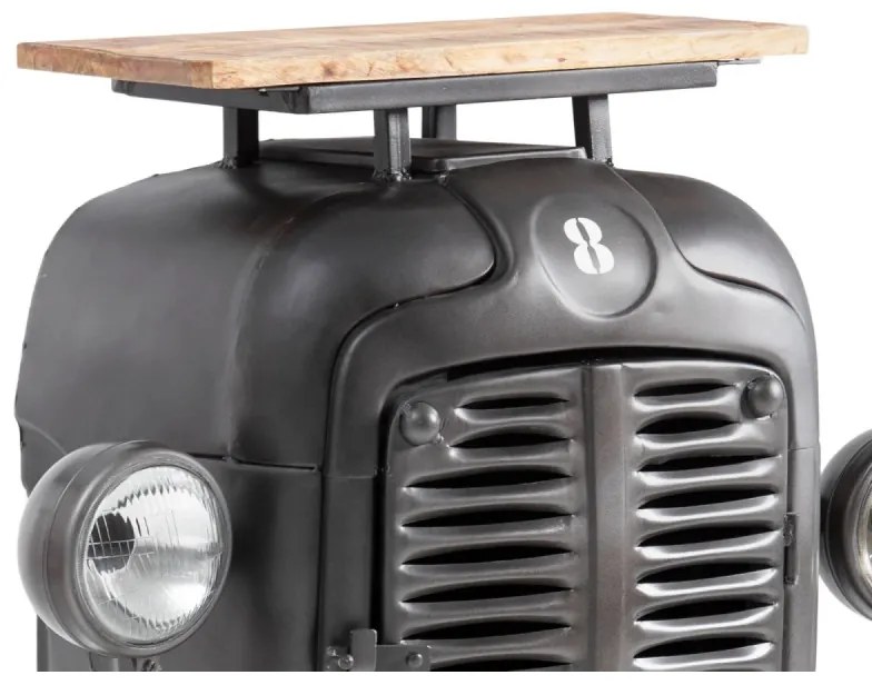 furniture-nabytek.cz - Masívny barový jedálenský stôl Traktor z kovu a dreva, lakovaný, šedý – 90×38×100 cm