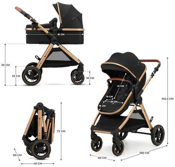 KINDERKRAFT - Kombinovaný kočík 3v1 ESME Pure black + autosedačka MINK PRO