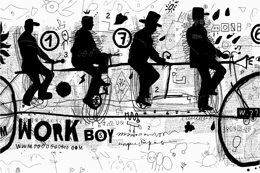 Obraz - Tímová práca, jazda na bicykli (90x60 cm)